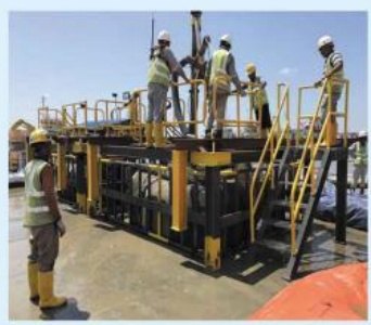 Marine construction plant with crew at Matarbari.