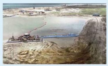 Sand fill surface during empoldering at Pulau Tekong.