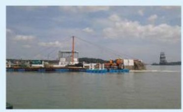 Coastal construction plant at Pulau Tekong.